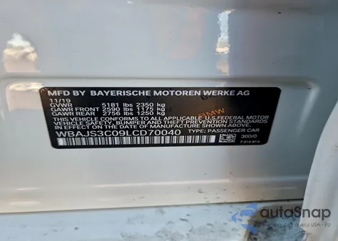 2020 BMW 540 Xi from USA, damaged, VIN WBAJS3C09LCD70040